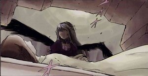 Rating: Safe Score: 0 Tags: 1girl black_wings closed_eyes cross dress flower hairband image long_hair long_sleeves sleeping solo suigintou wings User: admin