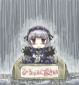 Rating: Safe Score: 0 Tags: 1girl blush box cardboard_box commentary_request dress flower for_adoption frills hairband highres image in_box in_container kamexmusi lolita_fashion lolita_hairband long_hair long_sleeves rain red_eyes rozen_maiden sign silver_hair solo suigintou suitcase tears trembling wings User: admin