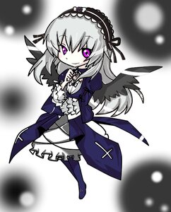 Rating: Safe Score: 0 Tags: 1girl boots dress flower frills full_body hairband long_hair long_sleeves looking_at_viewer rose silver_hair smile solo standing suigintou wings User: admin