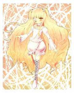 Rating: Safe Score: 0 Tags: 1girl auto_tagged blonde_hair bloomers boots cross-laced_footwear dress frills hair_ornament image kirakishou knee_boots long_hair one_eye_closed solo two_side_up very_long_hair yellow_eyes User: admin
