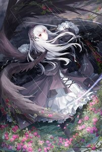 Rating: Safe Score: 0 Tags: 1girl black_ribbon black_wings dress flower frills hairband image long_hair long_sleeves looking_at_viewer purple_flower red_eyes ribbon silver_hair solo suigintou very_long_hair wings User: admin