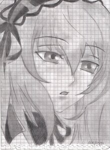 Rating: Safe Score: 0 Tags: 1girl close-up eyebrows_visible_through_hair face greyscale hair_ribbon image looking_at_viewer monochrome ribbon solo suigintou User: admin