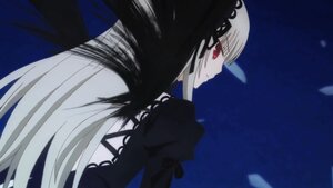 Rating: Safe Score: 0 Tags: 1girl bangs black_dress closed_mouth dress frills hairband image juliet_sleeves long_hair long_sleeves looking_at_viewer looking_back profile red_eyes silver_hair solo suigintou upper_body very_long_hair wings User: admin