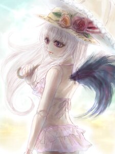 Rating: Safe Score: 0 Tags: 1girl flower hat hat_flower image long_hair looking_at_viewer sketch solo suigintou sun_hat swimsuit very_long_hair white_hair User: admin