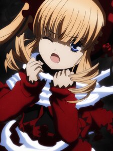 Rating: Safe Score: 0 Tags: 1 1girl ;o blonde_hair blue_eyes bow dress drill_hair flower frills image long_hair long_sleeves one_eye_closed open_mouth red_dress red_flower red_rose rose shinku solo twintails User: admin