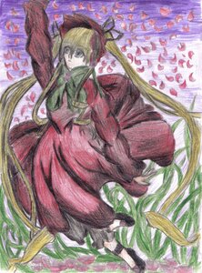 Rating: Safe Score: 0 Tags: 1girl auto_tagged blonde_hair blue_eyes bonnet bow dress flower full_body image long_hair long_sleeves looking_at_viewer petals red_dress rose rose_petals shinku solo traditional_media twintails very_long_hair User: admin