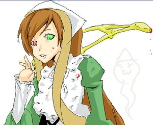 Rating: Safe Score: 0 Tags: 1girl bangs blood brown_hair dress green_dress green_eyes head_scarf heterochromia image long_hair long_sleeves looking_at_viewer oekaki red_eyes simple_background solo suiseiseki upper_body white_background User: admin