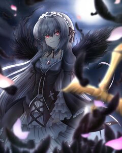 Rating: Safe Score: 0 Tags: 1girl black_wings blurry blurry_background blurry_foreground breasts depth_of_field dress feathers flower frills hairband image lolita_fashion lolita_hairband long_hair long_sleeves looking_at_viewer motion_blur red_eyes smile solo suigintou wings User: admin