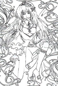 Rating: Safe Score: 0 Tags: 1girl greyscale hair_ornament image kneehighs lineart long_hair long_sleeves looking_at_viewer monochrome sitting smile solo suigintou very_long_hair User: admin