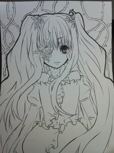 Rating: Safe Score: 0 Tags: 1girl dress frills greyscale hair_ornament image kirakishou lineart long_hair monochrome solo traditional_media two_side_up very_long_hair User: admin