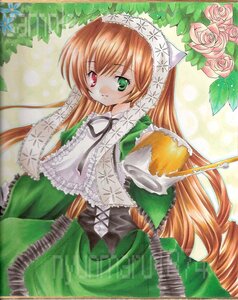 Rating: Safe Score: 0 Tags: 1girl brown_hair dress flower frills green_dress green_eyes hat head_scarf heterochromia image long_hair long_sleeves looking_at_viewer marker_(medium) red_eyes rose solo suiseiseki traditional_media twintails very_long_hair watering_can User: admin