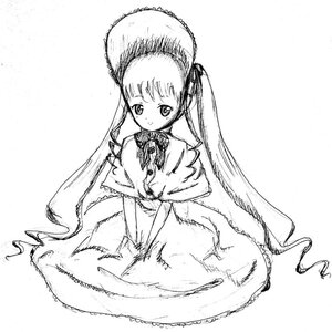Rating: Safe Score: 0 Tags: 1girl bangs blush capelet closed_mouth dress full_body greyscale hat image long_hair long_sleeves looking_at_viewer monochrome shinku simple_background solo twintails very_long_hair white_background User: admin