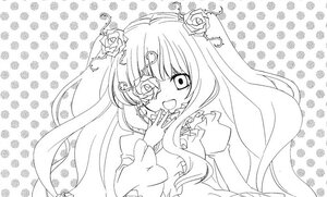 Rating: Safe Score: 0 Tags: 1girl bow dress eyepatch flower frills hair_flower hair_ornament image kirakishou long_hair monochrome open_mouth rose smile solo twintails User: admin