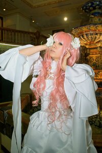 Rating: Safe Score: 0 Tags: 1girl bangs dress flower hair_flower hair_ornament kirakishou lips long_hair pink_hair sitting solo white_dress white_flower User: admin