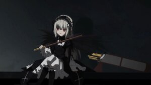 Rating: Safe Score: 0 Tags: 1girl black_background black_dress black_legwear closed_mouth dress frills gothic_lolita hairband holding holding_weapon image lolita_fashion lolita_hairband long_hair long_sleeves looking_at_viewer red_eyes sitting solo suigintou weapon User: admin