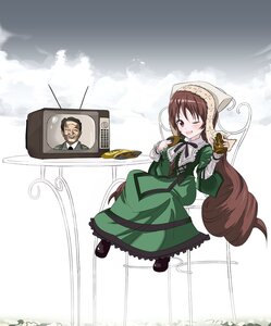 Rating: Safe Score: 0 Tags: 1girl ;d brown_eyes brown_hair dress food green_dress image long_hair one_eye_closed open_mouth smile solo suiseiseki very_long_hair User: admin