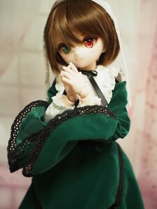 Rating: Safe Score: 0 Tags: 1girl bangs brown_hair closed_mouth doll dress frills green_dress heterochromia long_sleeves looking_at_viewer red_eyes short_hair smile solo souseiseki suiseiseki User: admin