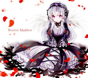 Rating: Safe Score: 0 Tags: 1girl black_dress dress flower frills gothic_lolita hairband image lolita_fashion lolita_hairband long_hair long_sleeves looking_at_viewer petals puffy_sleeves red_eyes red_flower rose rose_petals silver_hair smile solo suigintou very_long_hair User: admin