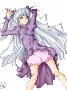 Rating: Safe Score: 0 Tags: 1girl bangs barasuishou bloomers dress image long_hair long_sleeves silver_hair solo underwear very_long_hair User: admin