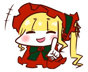 Rating: Safe Score: 0 Tags: 1girl blonde_hair blush chibi closed_eyes image long_hair open_mouth rose shinku smile solo striped vertical_stripes User: admin