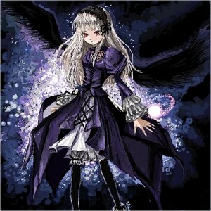 Rating: Safe Score: 0 Tags: 1girl black_wings dress flower frills image long_hair long_sleeves looking_at_viewer red_eyes solo suigintou wings User: admin