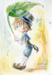 Rating: Safe Score: 0 Tags: brown_hair full_body hat heterochromia holding image long_sleeves looking_at_viewer rain red_eyes short_hair solo souseiseki traditional_media umbrella watercolor_(medium) User: admin