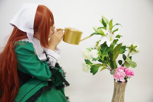 Rating: Safe Score: 0 Tags: 1girl brown_hair closed_eyes cup dress flower from_side green_dress holding holding_cup long_hair long_sleeves mug plant potted_plant profile solo suiseiseki very_long_hair watering_can User: admin