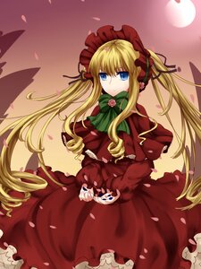 Rating: Safe Score: 0 Tags: 1girl blonde_hair blue_eyes bonnet bow bowtie capelet cowboy_shot dress flower green_bow green_neckwear image long_hair long_sleeves looking_at_viewer petals red_capelet red_dress rose rose_petals shinku solo twintails User: admin