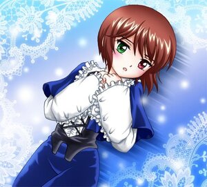 Rating: Safe Score: 0 Tags: 1girl :o blush brown_hair capelet cowboy_shot frills green_eyes heterochromia image long_sleeves looking_at_viewer open_mouth red_eyes short_hair snowflakes solo souseiseki User: admin