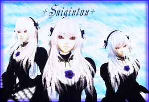 Rating: Safe Score: 0 Tags: 1girl black_wings copyright_name dress flower frills hairband image long_hair long_sleeves looking_at_viewer multiple_views red_eyes rose solo suigintou upper_body variations white_hair wings User: admin