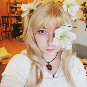 Rating: Safe Score: 0 Tags: 1girl blonde_hair flower jewelry kirakishou lips looking_at_viewer necklace photo portrait solo traditional_media white_flower User: admin