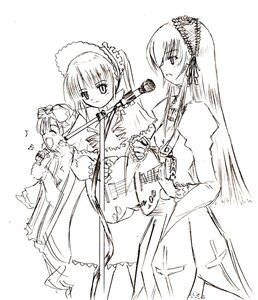 Rating: Safe Score: 0 Tags: 3girls beamed_eighth_notes dress eighth_note frills greyscale image instrument long_hair long_sleeves looking_at_viewer monochrome multiple multiple_girls music musical_note open_mouth playing_instrument shinku simple_background singing spoken_musical_note standing suigintou suiseiseki tagme very_long_hair white_background User: admin