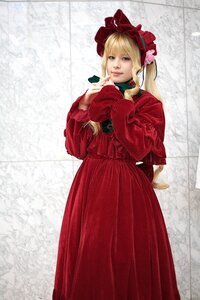 Rating: Safe Score: 0 Tags: 1girl blonde_hair bow dress long_hair red_dress shinku solo User: admin