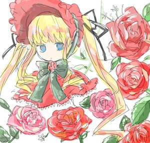 Rating: Safe Score: 0 Tags: 1girl blonde_hair blue_eyes dress flower hat image long_hair long_sleeves looking_at_viewer pink_flower pink_rose red_flower red_rose rose shinku simple_background solo twintails white_background User: admin