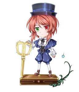 Rating: Safe Score: 0 Tags: 1girl blue_dress bow brown_hair chibi dress frills full_body green_eyes hat heterochromia image long_sleeves looking_at_viewer pantyhose red_eyes short_hair solo souseiseki standing top_hat white_legwear User: admin