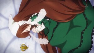 Rating: Safe Score: 0 Tags: 1girl brown_hair closed_eyes dress frills green_dress image insect long_hair long_sleeves lying solo suiseiseki very_long_hair User: admin