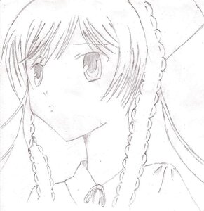 Rating: Safe Score: 0 Tags: 1girl blush braid close-up greyscale image looking_at_viewer monochrome simple_background solo suiseiseki twin_braids User: admin