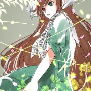 Rating: Safe Score: 0 Tags: 1girl brown_hair dress green_dress green_eyes heterochromia image long_hair looking_at_viewer petals red_eyes solo suiseiseki twintails very_long_hair User: admin