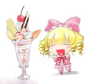 Rating: Safe Score: 0 Tags: 1girl artist_request blonde_hair bloomers bow cherry chibi closed_eyes dress drill_hair food fruit full_body hair_bow happy hina_ichigo hinaichigo ice_cream image long_sleeves minigirl no_nose open_mouth parfait pink_bow pink_shirt pocky rozen_maiden shirt short_hair sketch smile solo standing strawberry striped underwear wafer white_background User: admin