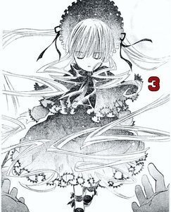 Rating: Safe Score: 0 Tags: 1girl bonnet closed_eyes dress greyscale hat image long_hair long_sleeves monochrome rose shinku solo standing suigintou very_long_hair wings User: admin