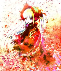 Rating: Safe Score: 0 Tags: 1girl blonde_hair blue_eyes bonnet bow dress fire flower image long_hair long_sleeves looking_at_viewer red_dress shinku silver_hair solo twintails User: admin