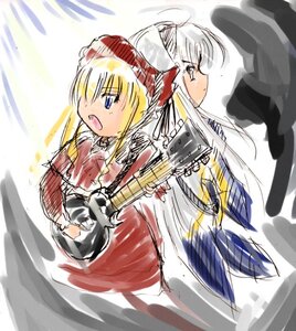 Rating: Safe Score: 0 Tags: 2girls blonde_hair blue_eyes bonnet dress image long_hair long_sleeves motion_blur multiple_girls open_mouth pair red_dress shinku sidelocks simple_background suigintou User: admin