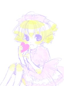 Rating: Safe Score: 0 Tags: 1girl blonde_hair bow dress hair_bow heart hinaichigo holding image looking_at_viewer pink_bow puffy_short_sleeves puffy_sleeves short_hair sketch solo striped striped_background vertical_stripes User: admin