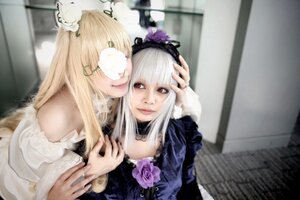 Rating: Safe Score: 0 Tags: 2girls blonde_hair blurry dress flower glasses hairband lips long_hair long_sleeves multiple_cosplay multiple_girls red_eyes rose smile suigintou tagme upper_body User: admin