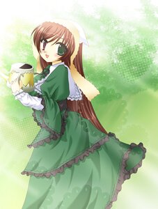 Rating: Safe Score: 0 Tags: 1girl :d brown_hair dress frills green_dress green_eyes hat head_scarf heterochromia holding image long_hair long_sleeves looking_at_viewer open_mouth outdoors red_eyes smile solo suiseiseki very_long_hair User: admin