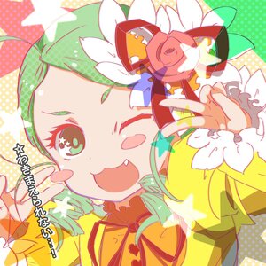 Rating: Safe Score: 0 Tags: 1girl double_v fang flower green_eyes green_hair halftone halftone_background image kanaria looking_at_viewer one_eye_closed open_mouth polka_dot polka_dot_background rose smile solo star_(symbol) v v_over_eye User: admin