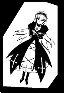 Rating: Safe Score: 0 Tags: 1girl dress full_body greyscale image long_dress long_hair long_sleeves looking_at_viewer monochrome solo standing suigintou transparent_background very_long_hair wings User: admin