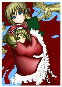 Rating: Safe Score: 0 Tags: 2girls blonde_hair blue_eyes bow dress drill_hair frills green_eyes hair_ribbon image kagiyama_hina long_hair looking_at_viewer multiple_girls red_dress ribbon shinku solo User: admin