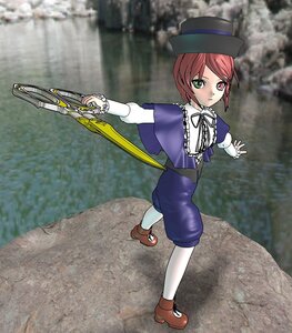 Rating: Safe Score: 0 Tags: 1girl blurry full_body green_eyes hat heterochromia holding holding_weapon image long_sleeves outdoors pantyhose photo_background red_eyes short_hair solo souseiseki standing top_hat weapon white_legwear User: admin