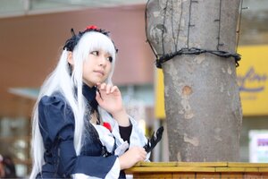 Rating: Safe Score: 0 Tags: 1girl blurry blurry_background depth_of_field hairband indoors long_hair long_sleeves photo photo_background solo suigintou table white_hair User: admin